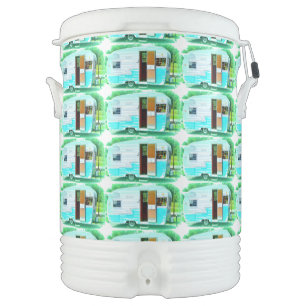 Vintage teardrop trailer gypsy caravan beverage cooler