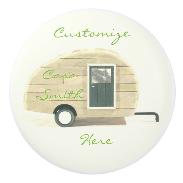 Vintage teardrop trailer gypsy caravan ceramic knob (Front)