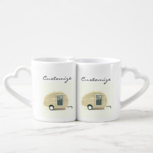 Vintage teardrop trailer gypsy caravan coffee mug set