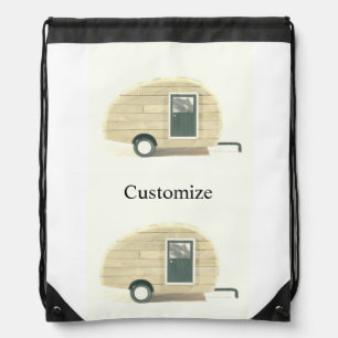 Vintage teardrop trailer gypsy caravan drawstring bag