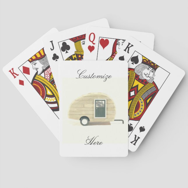 Vintage teardrop trailer gypsy caravan poker cards (Back)