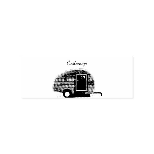 Vintage teardrop trailer gypsy caravan rubber stamp (Imprint)
