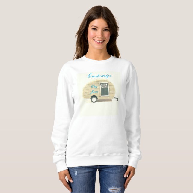 Vintage teardrop trailer  gypsy caravan sweatshirt (Front Full)