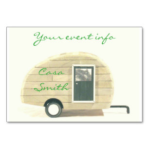 Vintage teardrop trailer gypsy caravan table number