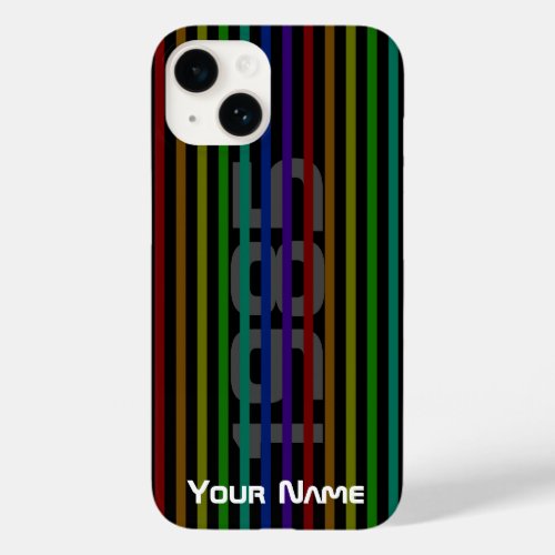 Vintage Tech Rainbow Stripes name  birth year Case_Mate iPhone 14 Case