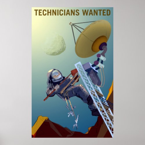Vintage Technicians Wanted Mars Recruitment Poster