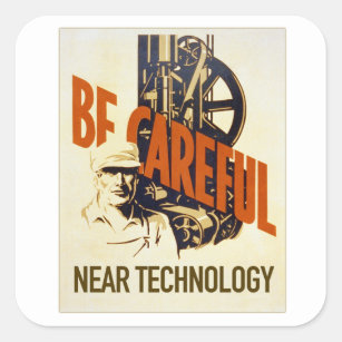 Vintage Technology Safety Poster Square Sticker