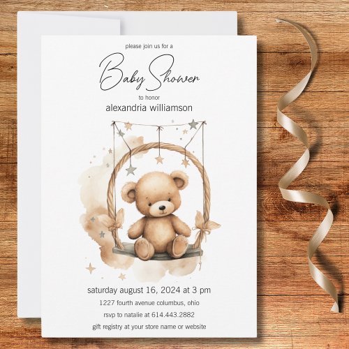 Vintage Teddy Bear Baby Shower Invitation