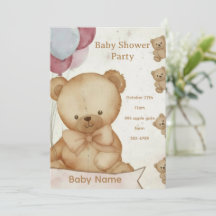 Vintage Teddy Bear Baby Shower Invitation