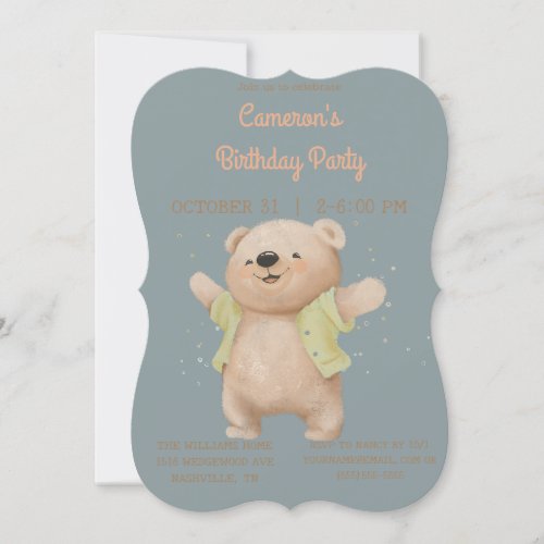 Vintage Teddy Bear Birthday Invitation