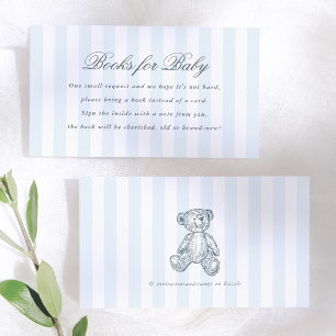Vintage Teddy Bear Boy Baby Shower Books For Baby Enclosure Card