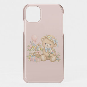 Vintage Teddy Bear Celebration with Wildflowers iPhone 11 Case