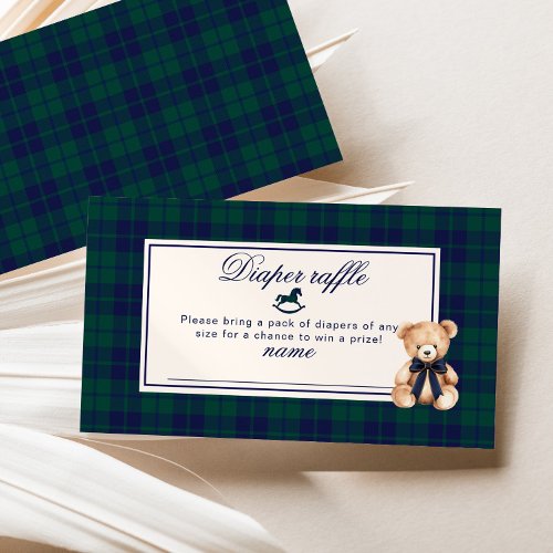 Vintage Teddy bear Classic Plaid Diaper raffle