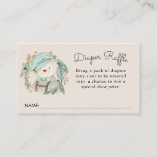 Vintage Teddy Bear Cute Baby Shower Diaper Raffle Enclosure Card