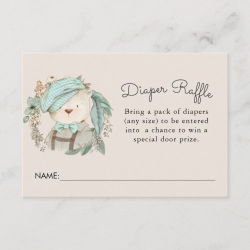 Vintage Teddy Bear Cute Baby Shower Diaper Raffle Invitation