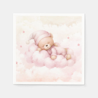 Vintage Teddy Bear Girl Baby Shower Invitation  Napkins