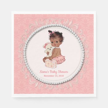 Vintage Teddy Bear Girls Baby Shower Med #222 Napkins by PartyStoreGalore at Zazzle