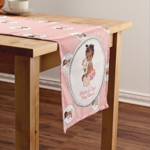 Vintage Teddy Bear Girls Baby Shower MED 222 Short Table Runner