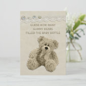 Vintage Teddy Bear Guessing Game Sign Invitation (Standing Front)
