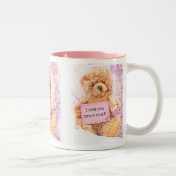 Vintage Teddy Bear "i Love You Beary Much" Two-tone Coffee Mug by FamilyTreed at Zazzle