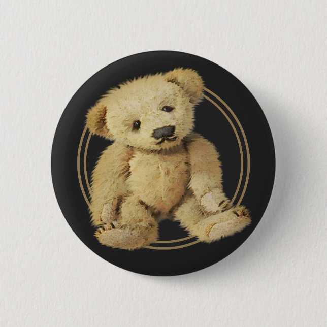 Vintage Teddy Bear Pinback Button (Front)