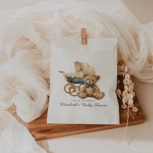 Vintage Teddy Bear Plaid Polo Baby Shower Favor Bag