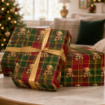 Vintage Teddy Bear Tartan Plaid Christmas