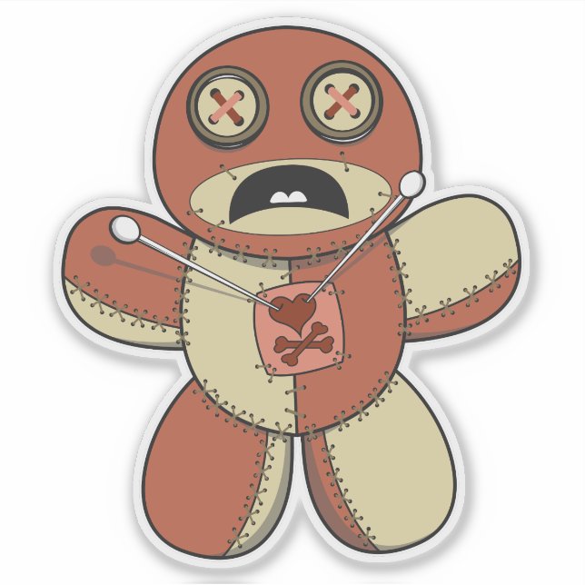 Vintage Teddy Bear Voodoo Doll Sticker (Front)