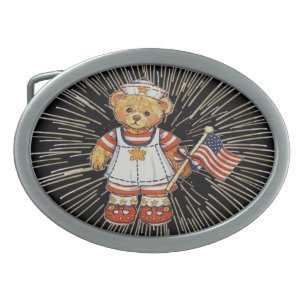 Vintage Teddy Bear with Fireworks Belt Buckle