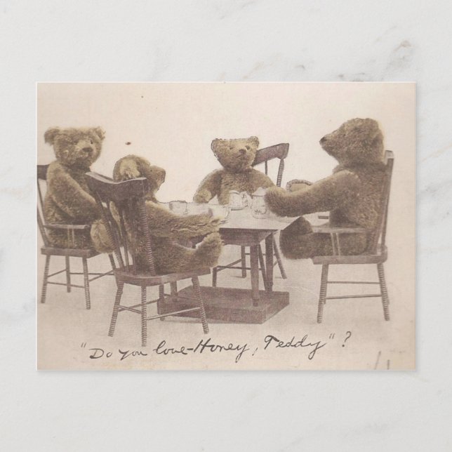 Vintage Teddy Bears, Do you Love Honey? Postcard (Front)