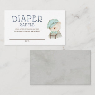 Vintage Teddy Fun Bear Diaper Raffle Baby Shower Enclosure Card