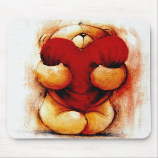 Vintage Teddy with Heart Mouse Pad