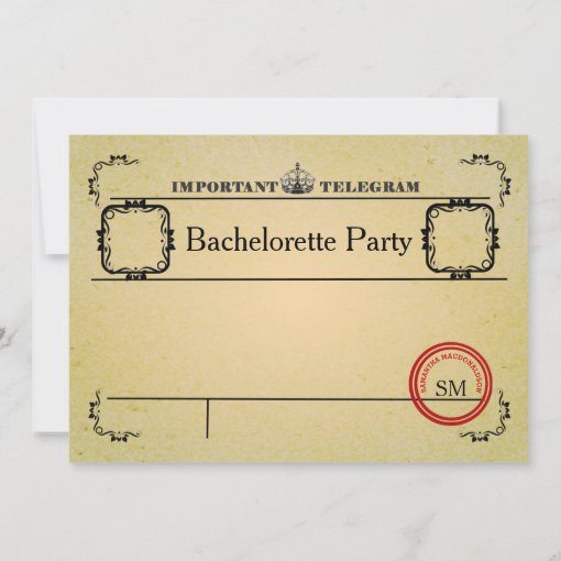 Vintage telegram bachelorette party invitation | Zazzle