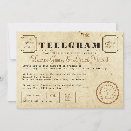 Vintage Telegram Invitation Card