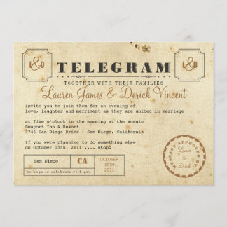 Vintage Telegram Invitation Card