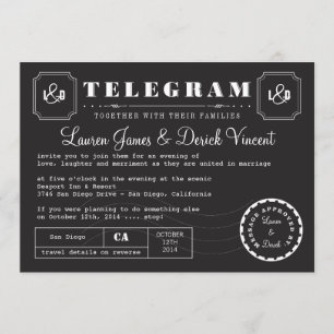 Vintage Telegram Invitation Card in Black