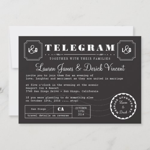 Vintage Telegram Invitation Card in Black