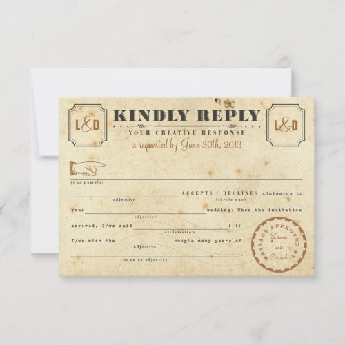 Vintage Telegram Libs Response Card