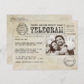Vintage Telegram Old Aged Save the Date Photo Announcement Postcard (Front/Back)