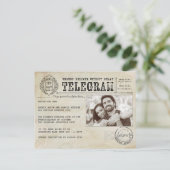 Vintage Telegram Old Aged Save the Date Photo Announcement Postcard (Standing Front)