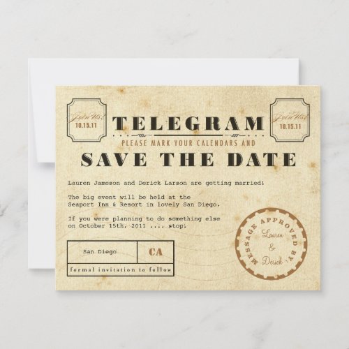 Vintage Telegram Save the Date