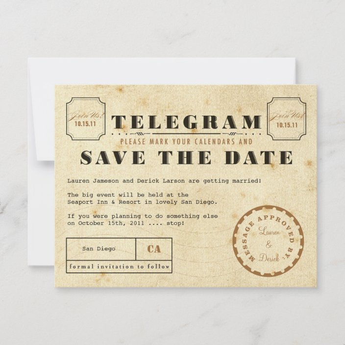 Vintage Telegram Save The Date Zazzle Com