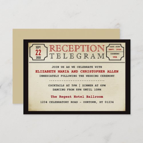 Vintage Telegram Style Wedding Reception Enclosure