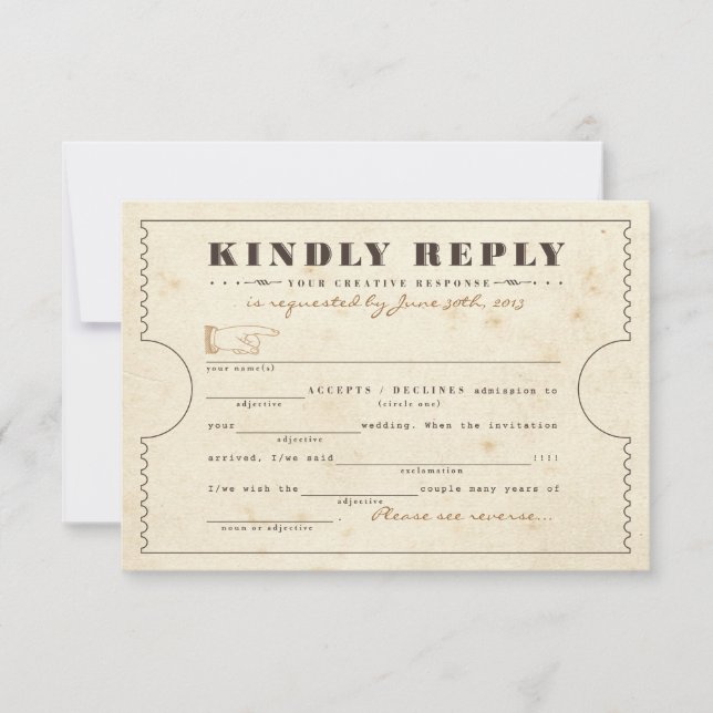 Vintage Telegram Ticket Libs Response Card (Front)