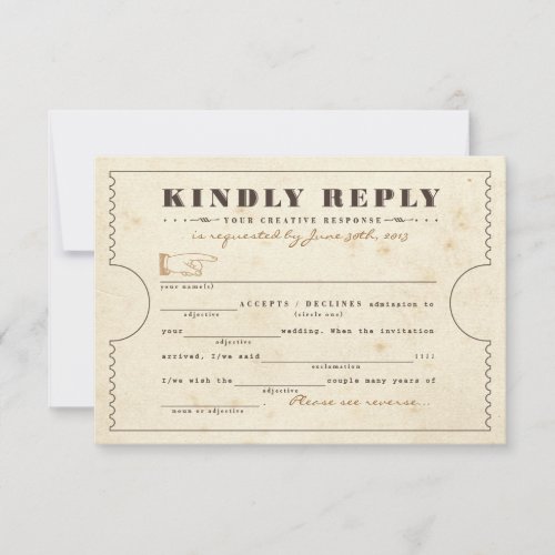 Vintage Telegram Ticket Libs Response Card
