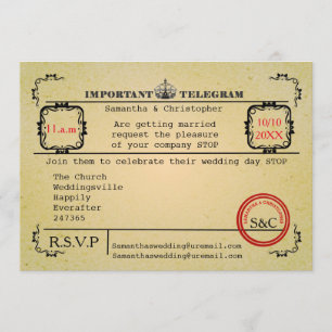 Vintage telegram wedding invitation