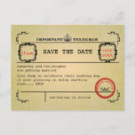 Vintage Telegram Wedding Save The Date Announcement Postcard at Zazzle