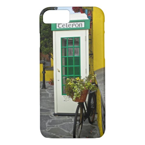 Vintage telephone booth and bicycle in Ireland iPhone 87 Case