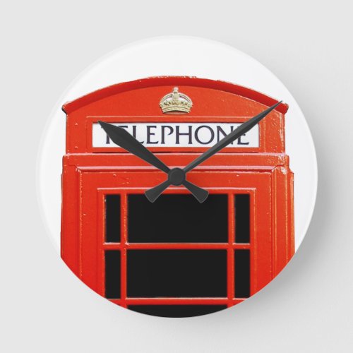 Vintage Telephone Booth Round Clock