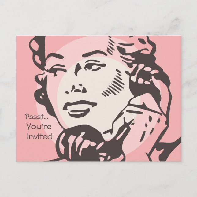 Vintage Telephone Chat Postcard Invitation (Front)